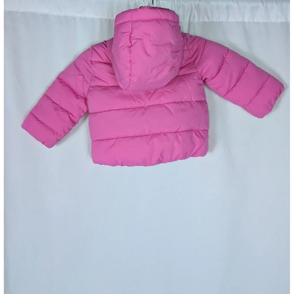 The Children's Place Puffer Jacket 18 24 Month Girl's Pink Hooded Pockets Zipper